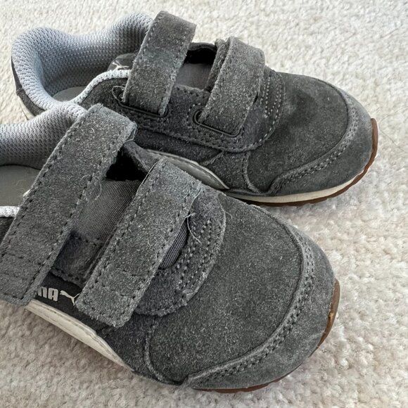 Puma Toddler Boys Girls Gray Suede Runners Sneakers Shoes 8C - Picture 9 of 10